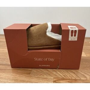 Macy's State of Day Women's Slippers Size Large (9-10) Brown Slide Cushioned NEW